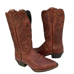 🆕 Justin Cowboy Boots Western Brown Leather Womens